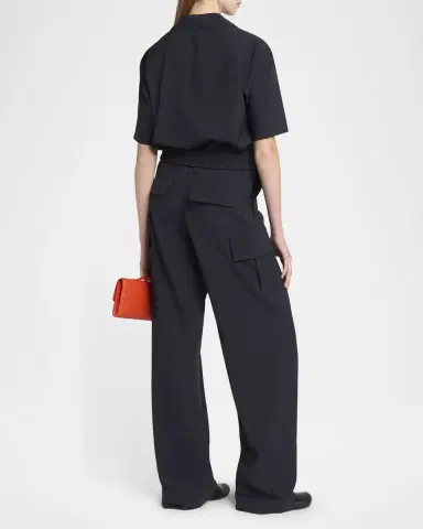 Bottega Veneta Short Sleeve Elastic Hem Cropped Wool Shirt | Thumbnail 3 Bottega Veneta Short Sleeve Elastic Hem Cropped Wool Shirt | Thumbnail 3