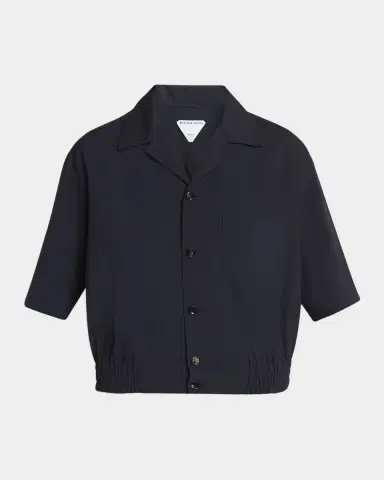 Bottega Veneta Short Sleeve Elastic Hem Cropped Wool Shirt | Thumbnail 6 Bottega Veneta Short Sleeve Elastic Hem Cropped Wool Shirt | Thumbnail 6