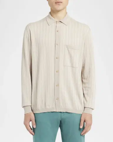 Brioni Men's Long-Sleeve Striped Sweater | Thumbnail 2 Brioni Men's Long-Sleeve Striped Sweater | Thumbnail 2