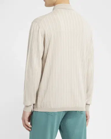 Brioni Men's Long-Sleeve Striped Sweater | Thumbnail 3 Brioni Men's Long-Sleeve Striped Sweater | Thumbnail 3
