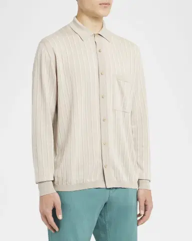 Brioni Men's Long-Sleeve Striped Sweater | Thumbnail 4 Brioni Men's Long-Sleeve Striped Sweater | Thumbnail 4