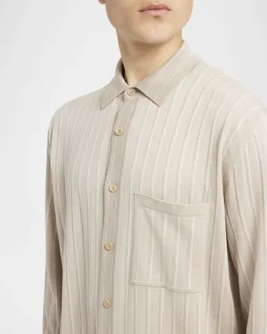 Brioni Men's Long-Sleeve Striped Sweater | Thumbnail 5 Brioni Men's Long-Sleeve Striped Sweater | Thumbnail 5