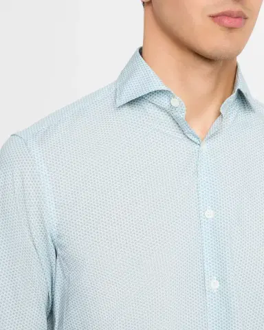 Canali Men's Micro-Geometric Sport Shirt | Thumbnail 5 Canali Men's Micro-Geometric Sport Shirt | Thumbnail 5