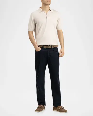 Boglioli Men's Garment-Washed Cotton Polo Shirt | Thumbnail 2 Boglioli Men's Garment-Washed Cotton Polo Shirt | Thumbnail 2