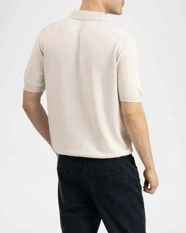 Boglioli Men's Garment-Washed Cotton Polo Shirt | Thumbnail 3 Boglioli Men's Garment-Washed Cotton Polo Shirt | Thumbnail 3