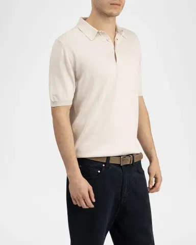 Boglioli Men's Garment-Washed Cotton Polo Shirt | Thumbnail 4 Boglioli Men's Garment-Washed Cotton Polo Shirt | Thumbnail 4