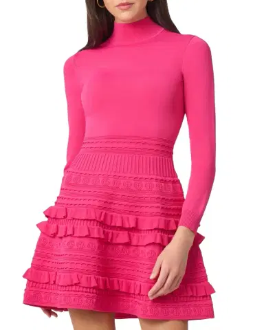 Shoshanna Joie Ruffle-Trim Turtleneck Knit Mini Dress | Thumbnail 1 Shoshanna Joie Ruffle-Trim Turtleneck Knit Mini Dress | Thumbnail 1