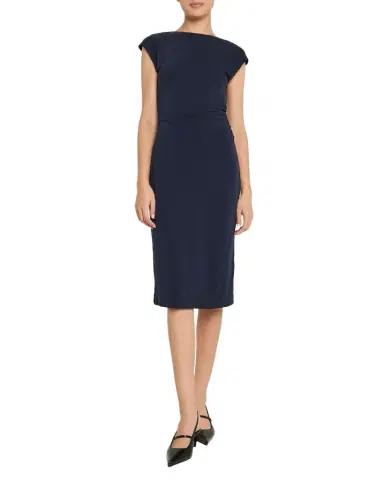 Emporio Armani Ruched Boat-Neck Knee-Length Jersey Dress | Thumbnail 1 Emporio Armani Ruched Boat-Neck Knee-Length Jersey Dress | Thumbnail 1