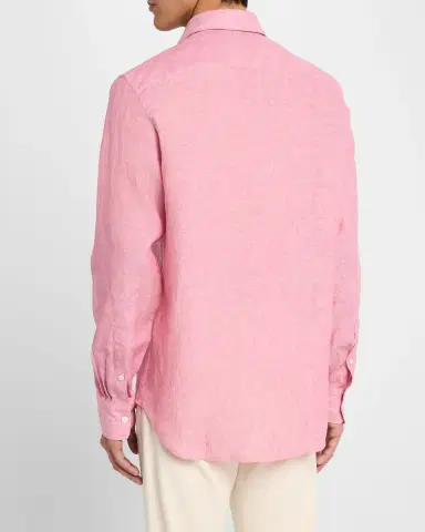 Canali Men's Linen Casual Button-Down Shirt | Thumbnail 3 Canali Men's Linen Casual Button-Down Shirt | Thumbnail 3