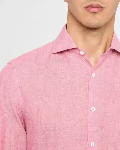Canali Men's Linen Casual Button-Down Shirt | Thumbnail 5 Canali Men's Linen Casual Button-Down Shirt | Thumbnail 5