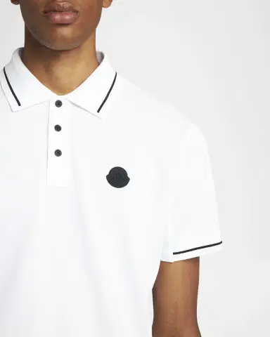 Moncler Men's Cotton Tipped Polo Shirt | Thumbnail 4 Moncler Men's Cotton Tipped Polo Shirt | Thumbnail 4