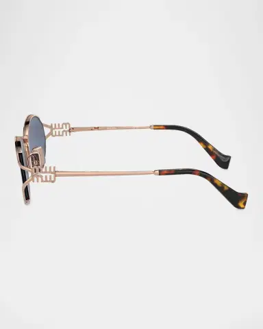 Miu Miu Cut-Out Metal & Plastic Oval Sunglasses | Thumbnail 2 Miu Miu Cut-Out Metal & Plastic Oval Sunglasses | Thumbnail 2