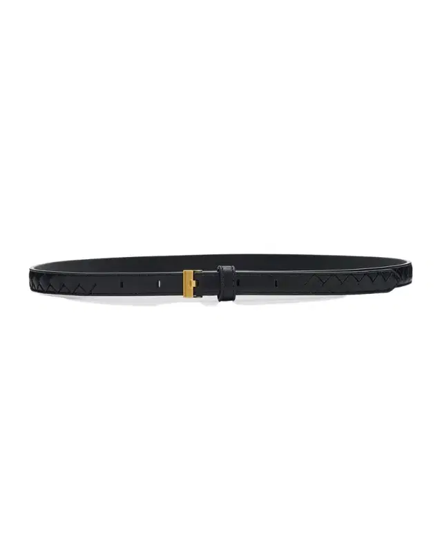 Watch-Buckle Intrecciato Skinny Leather Belt Watch-Buckle Intrecciato Skinny Leather Belt
