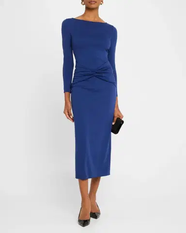 Emporio Armani Twist-Front Jersey Midi Dress | Thumbnail 2 Emporio Armani Twist-Front Jersey Midi Dress | Thumbnail 2