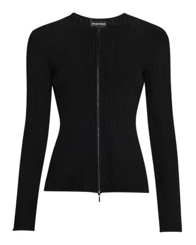 Emporio Armani Zip-Front Ottoman Knit Jacket | Thumbnail 1 Emporio Armani Zip-Front Ottoman Knit Jacket | Thumbnail 1