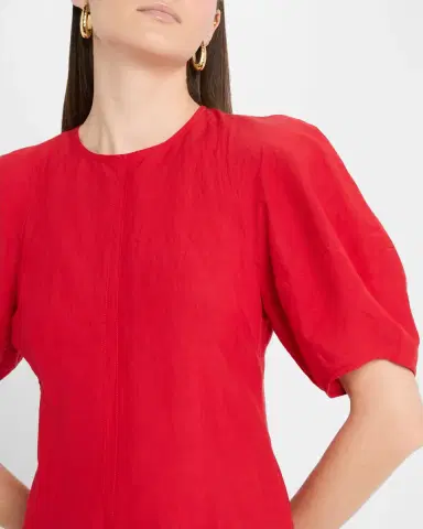 Apiece Apart Bettina Topstitched Puff-Sleeve Mini Dress | Thumbnail 4 Apiece Apart Bettina Topstitched Puff-Sleeve Mini Dress | Thumbnail 4