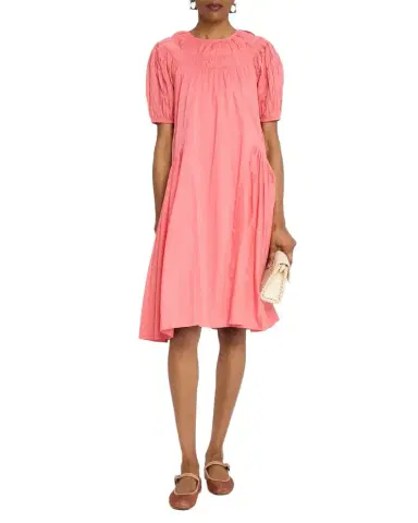 Merlette Maigret Ruched Puff-Sleeve Cotton Dress | Thumbnail 1 Merlette Maigret Ruched Puff-Sleeve Cotton Dress | Thumbnail 1