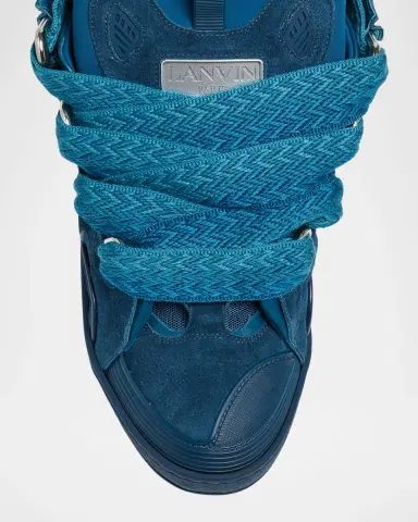 Lanvin Men's Curb Suede Low-Top Sneakers | Thumbnail 3 Lanvin Men's Curb Suede Low-Top Sneakers | Thumbnail 3