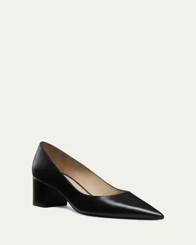 Stuart Weitzman Stuart Leather Block-Heel Pumps | Thumbnail 2 Stuart Weitzman Stuart Leather Block-Heel Pumps | Thumbnail 2