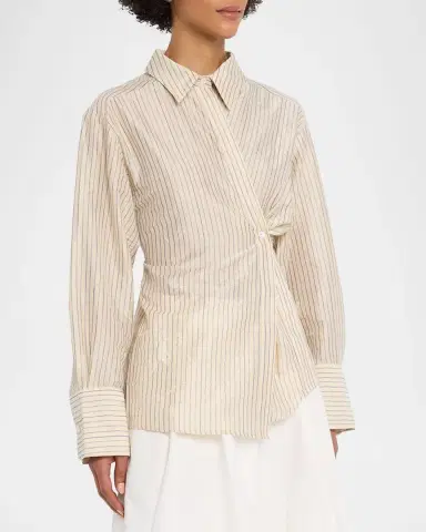 Les Coyotes De Paris Pinstripe Asymmetric Long-Sleeve Shirt | Thumbnail 4 Les Coyotes De Paris Pinstripe Asymmetric Long-Sleeve Shirt | Thumbnail 4