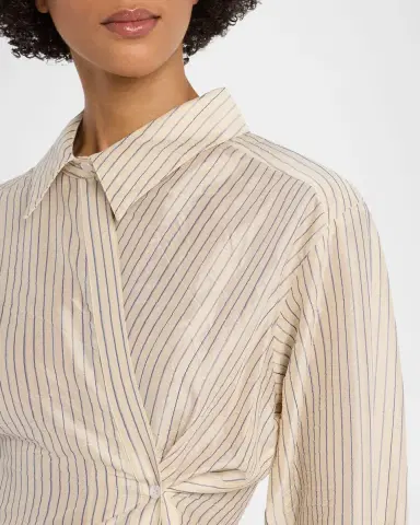 Les Coyotes De Paris Pinstripe Asymmetric Long-Sleeve Shirt | Thumbnail 5 Les Coyotes De Paris Pinstripe Asymmetric Long-Sleeve Shirt | Thumbnail 5