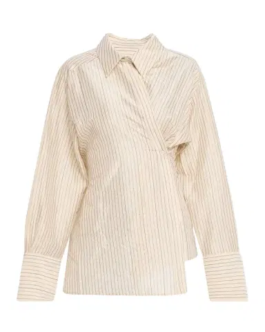 Les Coyotes De Paris Pinstripe Asymmetric Long-Sleeve Shirt | Thumbnail 1 Les Coyotes De Paris Pinstripe Asymmetric Long-Sleeve Shirt | Thumbnail 1