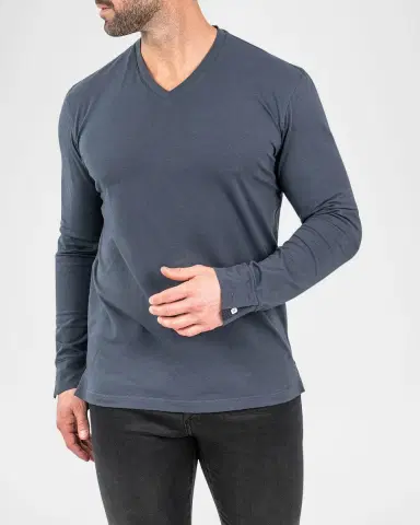 Maceoo Men's Edison Solid Ashes V-Neck Shirt | Thumbnail 3 Maceoo Men's Edison Solid Ashes V-Neck Shirt | Thumbnail 3