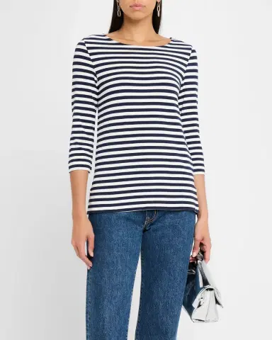 Majestic Filatures Soft Touch Boatneck Striped Jersey T-Shirt | Thumbnail 3 Majestic Filatures Soft Touch Boatneck Striped Jersey T-Shirt | Thumbnail 3