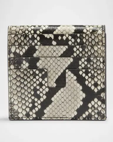 TOM FORD T Bar Card Holder in Python-Print Leather | Thumbnail 4 TOM FORD T Bar Card Holder in Python-Print Leather | Thumbnail 4