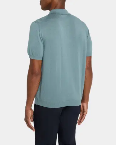 Canali Men 's Cotton-Modal Waffle Knit Polo Sweater | Thumbnail 3 Canali Men 's Cotton-Modal Waffle Knit Polo Sweater | Thumbnail 3