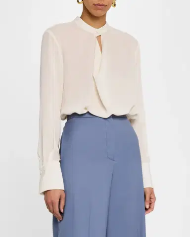 Argent Cutout Silk Double Georgette Blouse | Thumbnail 4 Argent Cutout Silk Double Georgette Blouse | Thumbnail 4