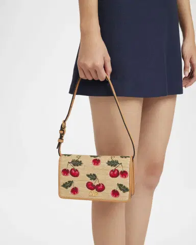 Valentino Garavani VLOGO Signature Mini Cherries Jacquard Shoulder Bag | Thumbnail 2 Valentino Garavani VLOGO Signature Mini Cherries Jacquard Shoulder Bag | Thumbnail 2