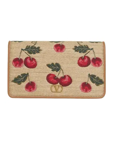 Valentino Garavani VLOGO Signature Mini Cherries Jacquard Shoulder Bag | Thumbnail 1 Valentino Garavani VLOGO Signature Mini Cherries Jacquard Shoulder Bag | Thumbnail 1