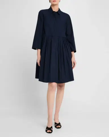 Emporio Armani Pleated Cotton Poplin Shirtdress | Thumbnail 2 Emporio Armani Pleated Cotton Poplin Shirtdress | Thumbnail 2