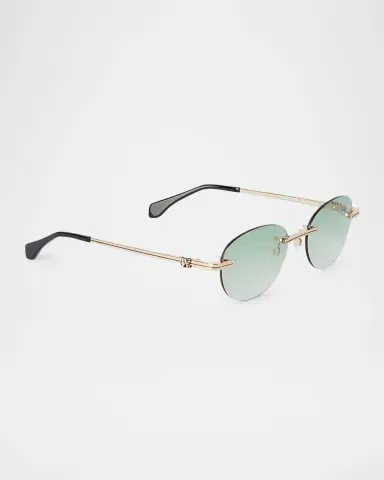 Palm Angels Crystal Oval Metal Sunglasses | Thumbnail 2 Palm Angels Crystal Oval Metal Sunglasses | Thumbnail 2