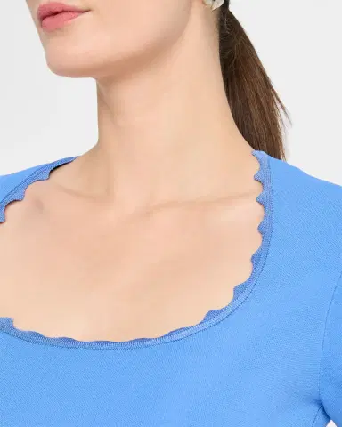 Emporio Armani Scalloped Scoop-Neck Stretch Milano Blouse | Thumbnail 5 Emporio Armani Scalloped Scoop-Neck Stretch Milano Blouse | Thumbnail 5