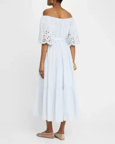 Merlette Berenson Tiered Eyelet-Embroidered Midi Dress | Thumbnail 3 Merlette Berenson Tiered Eyelet-Embroidered Midi Dress | Thumbnail 3