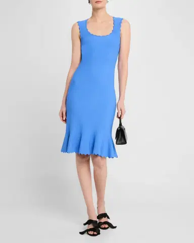 Emporio Armani Sleeveless Scalloped Stretch Milano Dress | Thumbnail 2 Emporio Armani Sleeveless Scalloped Stretch Milano Dress | Thumbnail 2