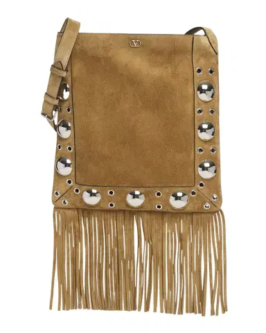 Valentino Garavani Nellcote Fringe Studded Suede Crossbody Bag | Thumbnail 1 Valentino Garavani Nellcote Fringe Studded Suede Crossbody Bag | Thumbnail 1