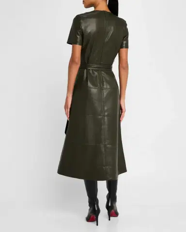 TANYA TAYLOR Ella Vegan Leather Midi Dress | Thumbnail 3 TANYA TAYLOR Ella Vegan Leather Midi Dress | Thumbnail 3
