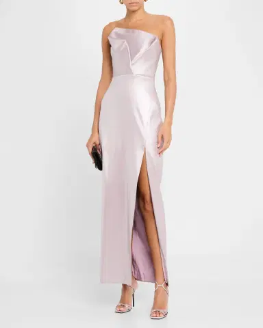 Aidan Mattox Strapless Foiled Mikado Column Gown | Thumbnail 2 Aidan Mattox Strapless Foiled Mikado Column Gown | Thumbnail 2