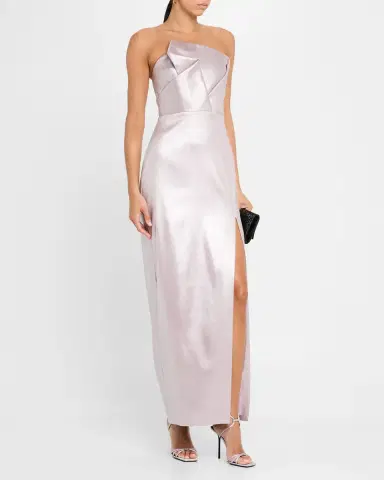Aidan Mattox Strapless Foiled Mikado Column Gown | Thumbnail 4 Aidan Mattox Strapless Foiled Mikado Column Gown | Thumbnail 4