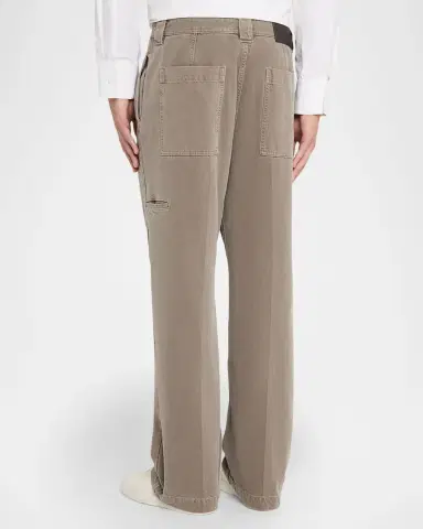 Ferragamo Men's Cotton Drill Flat-Front Utility Trousers | Thumbnail 3 Ferragamo Men's Cotton Drill Flat-Front Utility Trousers | Thumbnail 3
