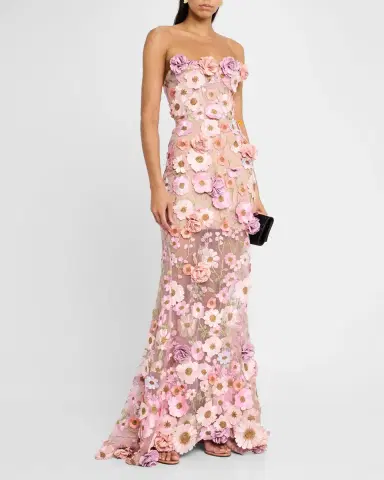 Bronx and Banco Jasmine Strapless Floral-Embroidered Gown | Thumbnail 3 Bronx and Banco Jasmine Strapless Floral-Embroidered Gown | Thumbnail 3