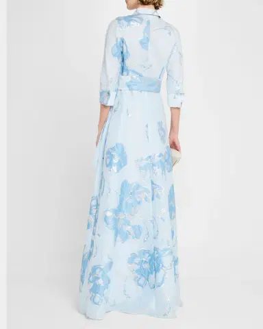 Rickie Freeman for Teri Jon A-Line Metallic Jacquard Shirt Gown | Thumbnail 3 Rickie Freeman for Teri Jon A-Line Metallic Jacquard Shirt Gown | Thumbnail 3