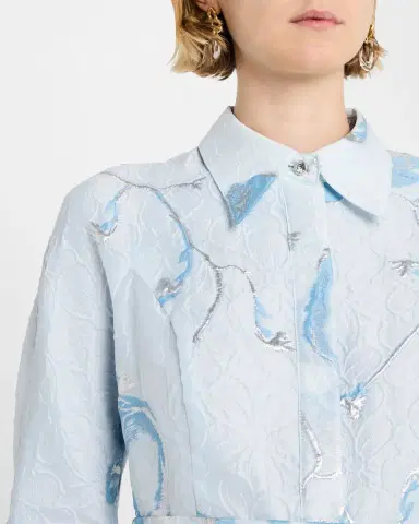 Rickie Freeman for Teri Jon A-Line Metallic Jacquard Shirt Gown | Thumbnail 5 Rickie Freeman for Teri Jon A-Line Metallic Jacquard Shirt Gown | Thumbnail 5