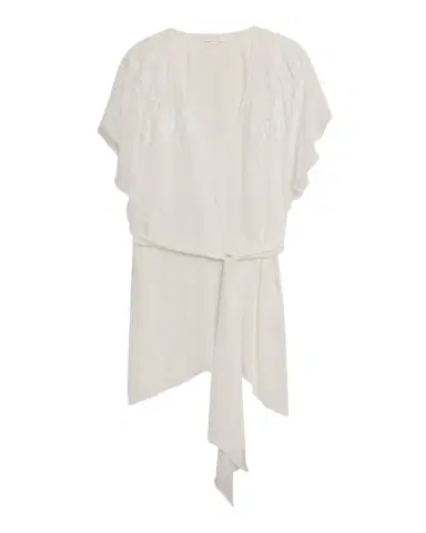 Christine Lingerie Floral Applique Silk Chiffon Robe | Thumbnail 1 Christine Lingerie Floral Applique Silk Chiffon Robe | Thumbnail 1