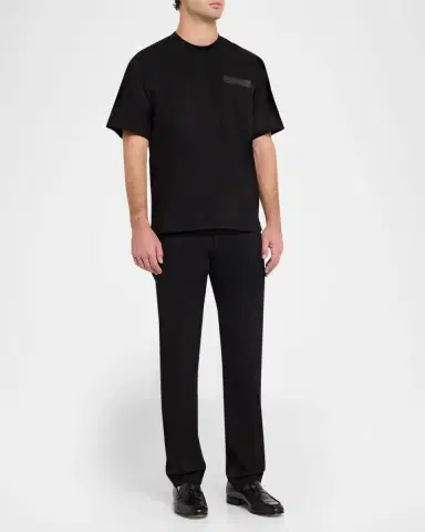 Ferragamo Men's Leather-Patch Pocket T-Shirt | Thumbnail 2 Ferragamo Men's Leather-Patch Pocket T-Shirt | Thumbnail 2