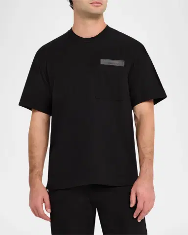 Ferragamo Men's Leather-Patch Pocket T-Shirt | Thumbnail 4 Ferragamo Men's Leather-Patch Pocket T-Shirt | Thumbnail 4