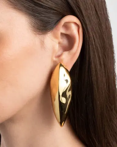 Alexis Bittar Brut Gold Armor Clip-On Earrings | Thumbnail 2 Alexis Bittar Brut Gold Armor Clip-On Earrings | Thumbnail 2